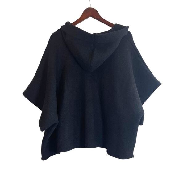 Free People Toggle Poncho Cape Jacket Black One Size Oversized Boho NEW - Picture 6 of 8